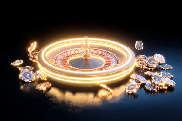 A woman smiling while playing online games on her laptop, surrounded by neon casino elements, showcasing JUGABETT’s diverse game collection.